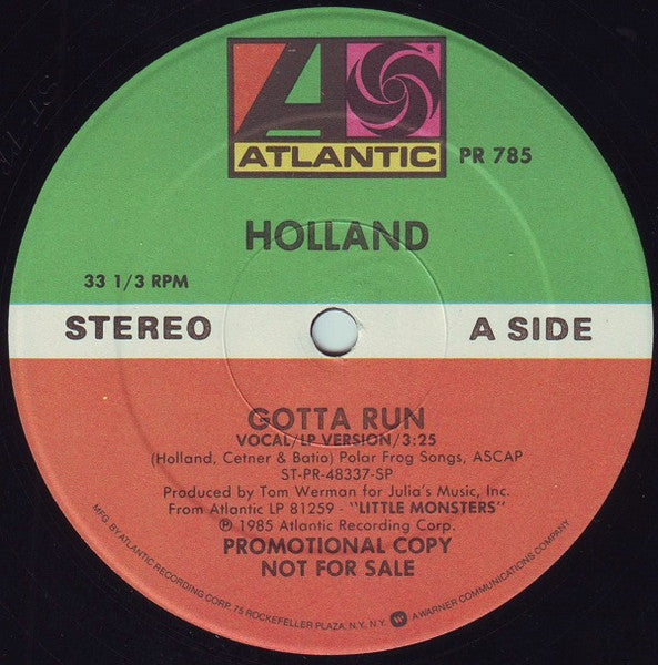 Holland (6) : Gotta Run (12", Single, Promo)