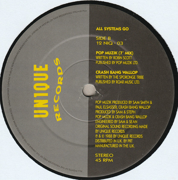 All Systems Go : Pop Muzik (12")