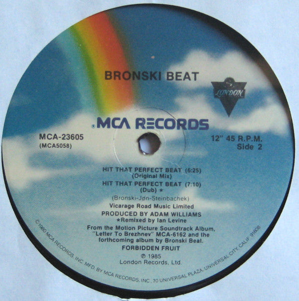 Bronski Beat : Hit That Perfect Beat (12" Version) (12", Pin)