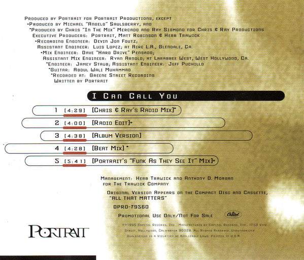 Portrait : I Can Call You (CD, Single, Promo)