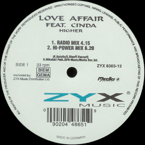 Love Affair Feat. Cinda Ramseur : Higher (12")