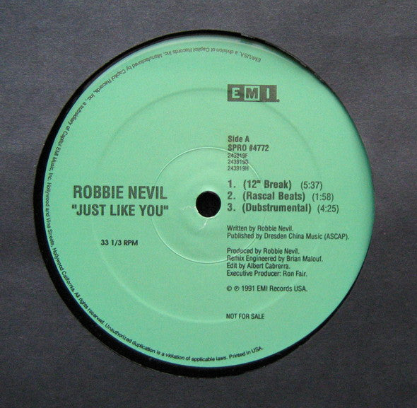 Robbie Nevil : Just Like You (12", Promo)