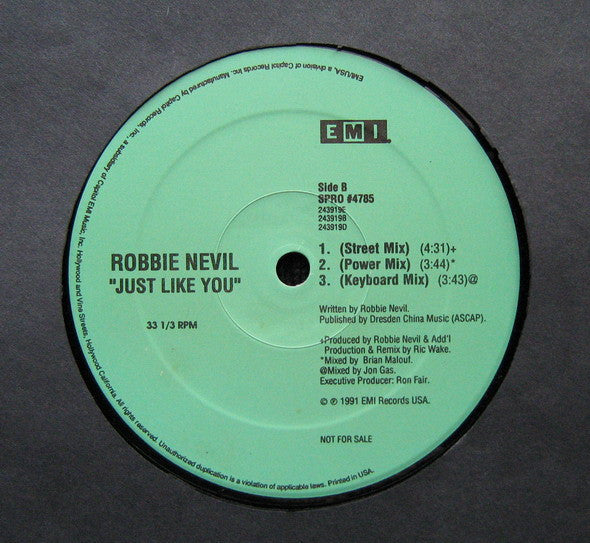 Robbie Nevil : Just Like You (12", Promo)