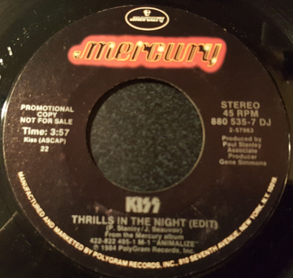 Kiss : Thrills In The Night (Edit) (7", Promo)