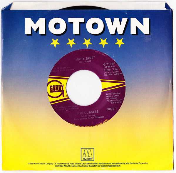 Rick James : Mary Jane / Dream Maker (7", Single, Mon)