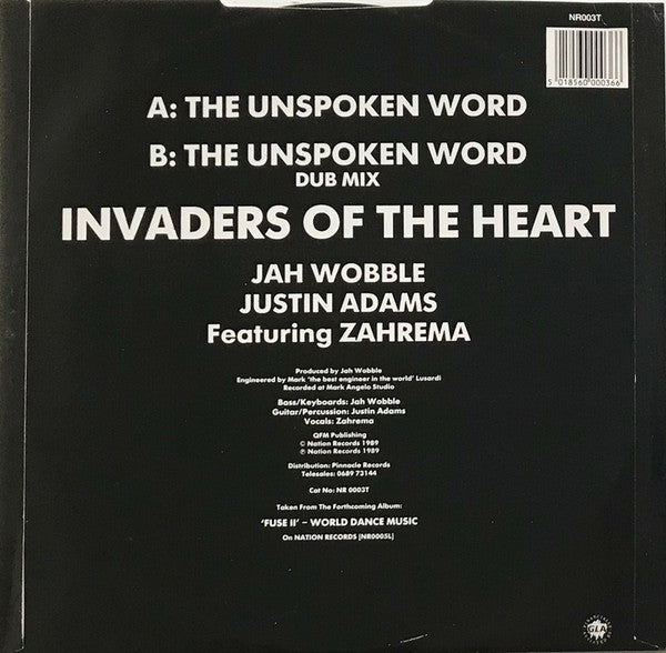 Invaders Of The Heart* : The Unspoken Word (12", Single)