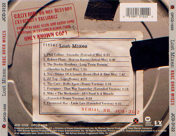 Various : Lost Mixes : Rare Rock Mixes (CD, Comp)