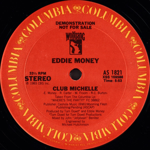 Eddie Money : Club Michelle (12", Promo)