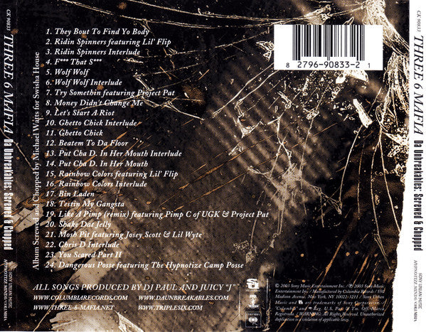 Three 6 Mafia : Da Unbreakables: Screwed & Chopped (CD, Album)