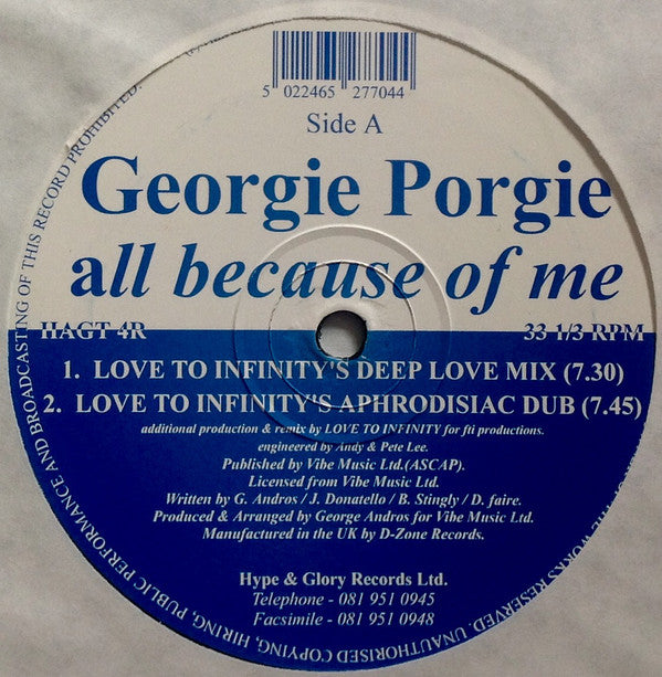 Georgie Porgie : All Because Of Me (2x12")