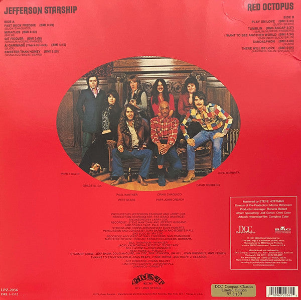 Jefferson Starship : Red Octopus (LP, Album, Ltd, Num, RE, RM, 180)