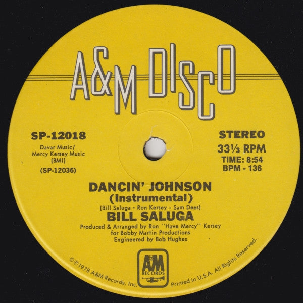 Bill Saluga : Dancin' Johnson (Disco Version) (12", Single)