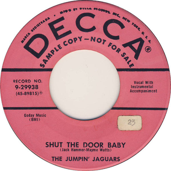 The Jumpin' Jaguars : Knock-Kneed Nellie From Knoxville / Shut The Door Baby (7", Single, Promo)