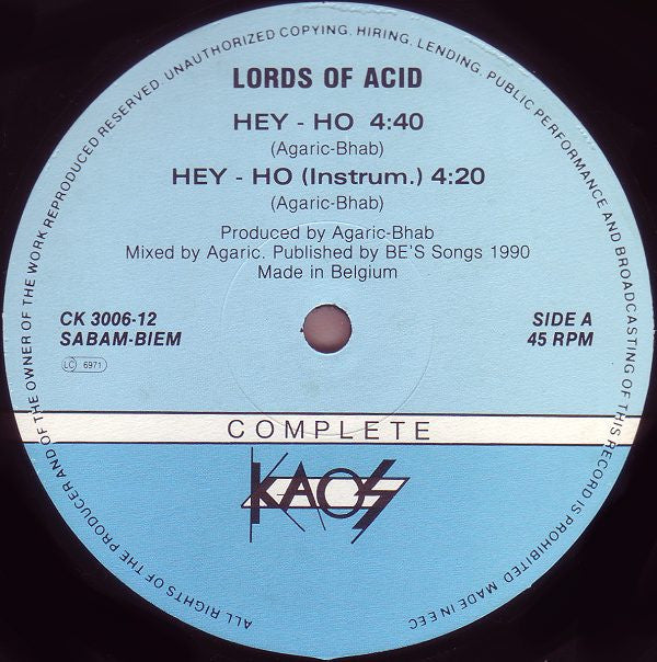 Lords Of Acid : Hey Ho! (12")