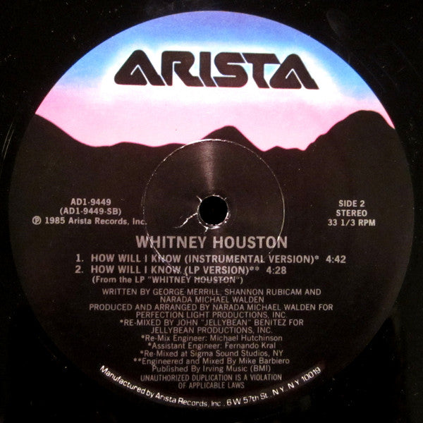 Whitney* : How Will I Know (12", Single)