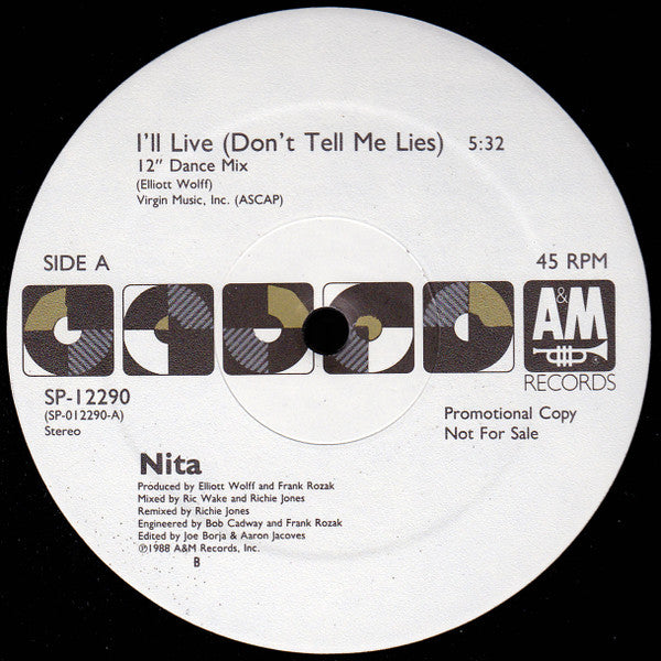 Nita* : I'll Live (Don't Tell Me Lies) (12", Promo)