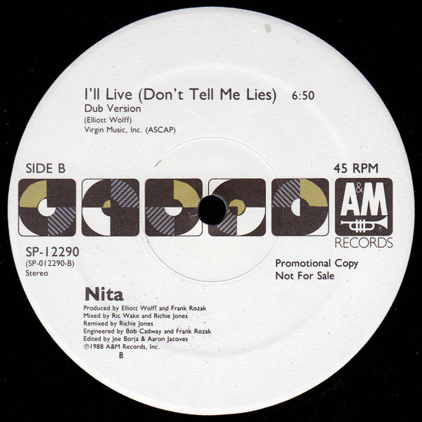 Nita* : I'll Live (Don't Tell Me Lies) (12", Promo)