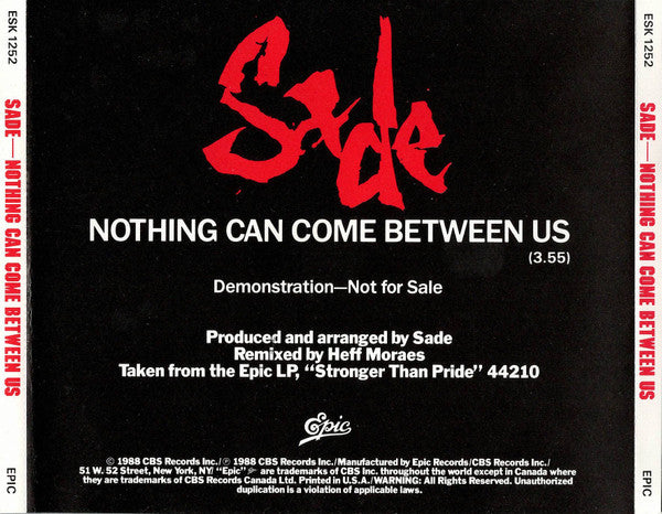 Sade : Nothing Can Come Between Us (CD, Single, Promo)