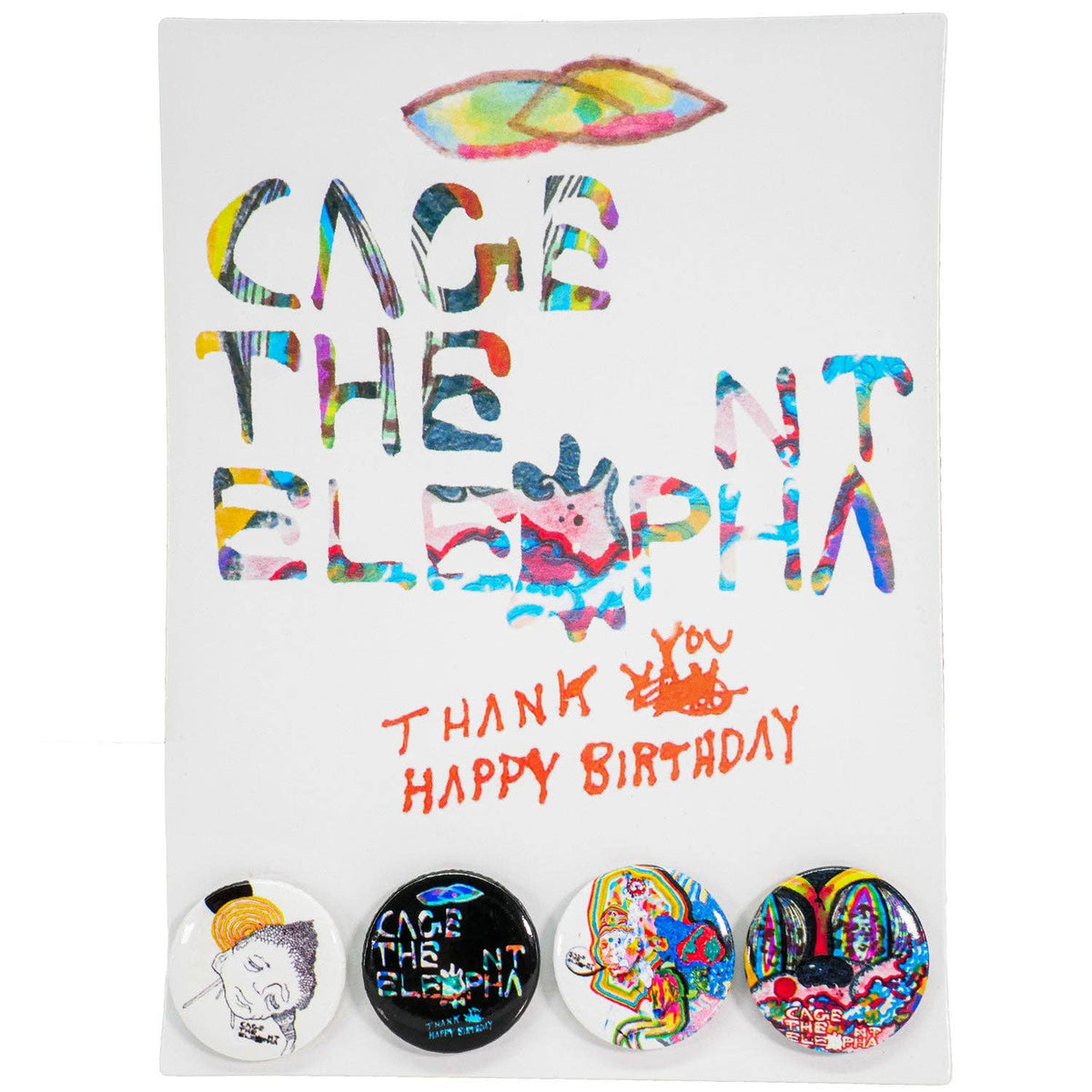 Cage The Elephant Thank You Happy Birthday Four Button Pin Set