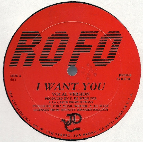 Rofo : I Want You (12")