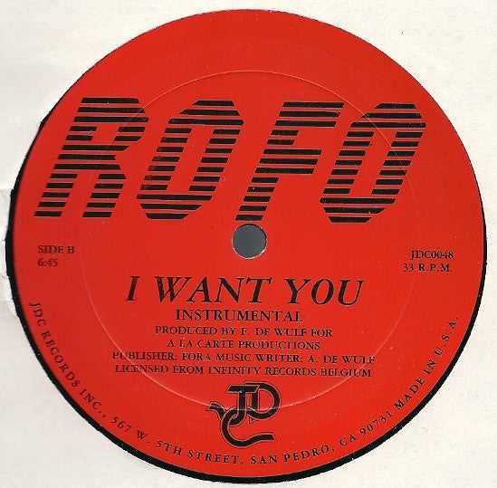 Rofo : I Want You (12")