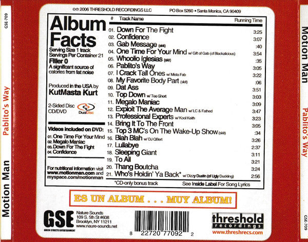 Motion Man : Pablito's Way (Hybrid, DualDisc, Album)
