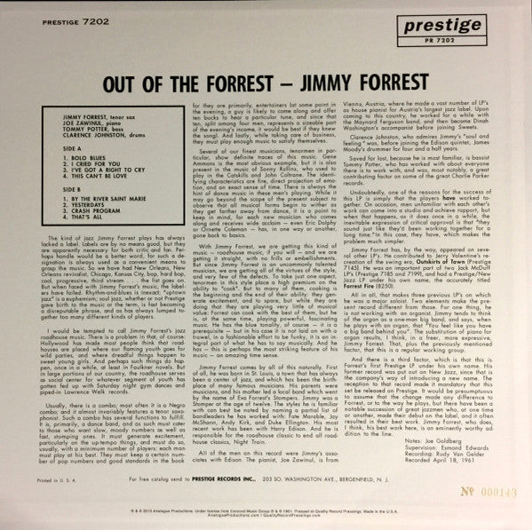 Jimmy Forrest : Out Of The Forrest (LP, Album, Ltd, RE, RM, 200)