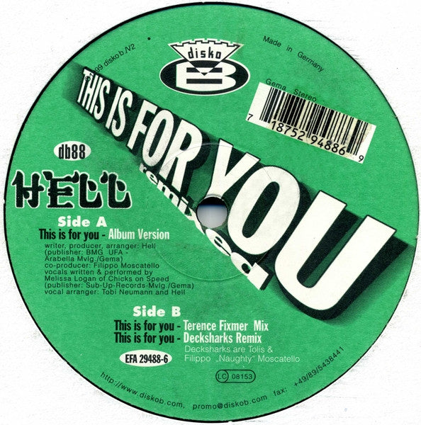 Hell : This Is For You (Remixed) (12")
