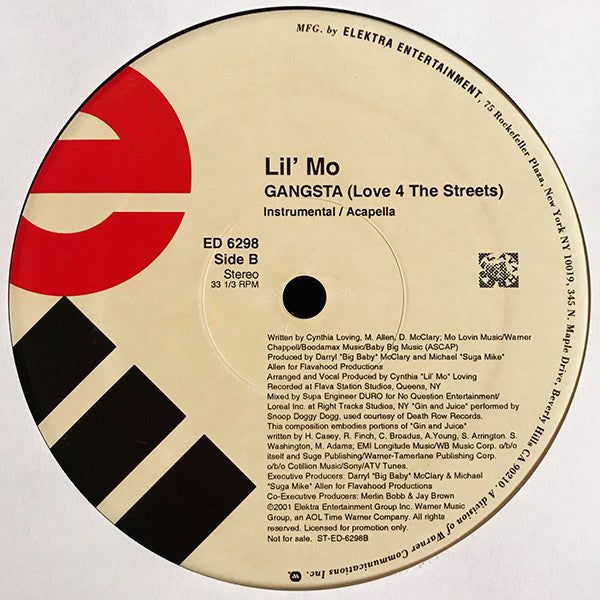 Lil' Mo : Gangsta (Love 4 The Streets) (12", Promo)