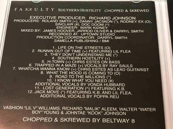 Fakkulty : Southern Hostility Chopped & Skrewed (CD, Album, Mixed)
