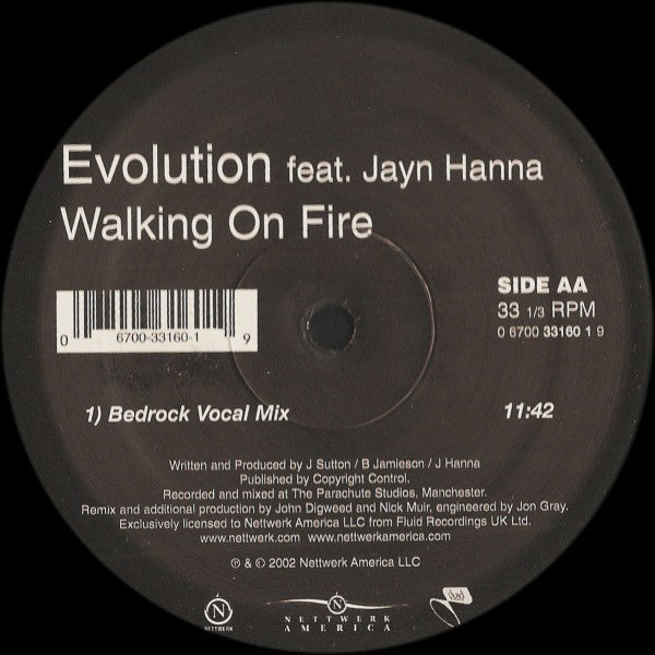Evolution feat. Jayn Hanna : Walking On Fire (Remixes) (12")