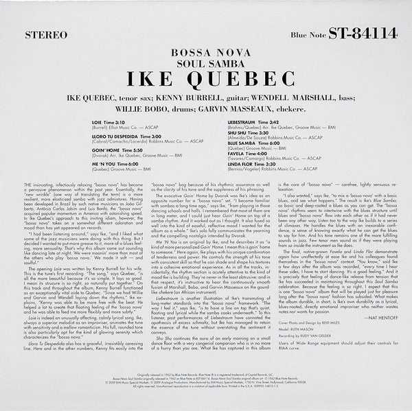 Ike Quebec : Bossa Nova Soul Samba (2x12", Album, RE, RP, QRP)