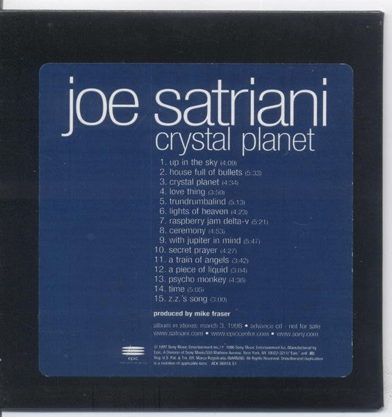Joe Satriani : Crystal Planet (CD, Album, Promo)
