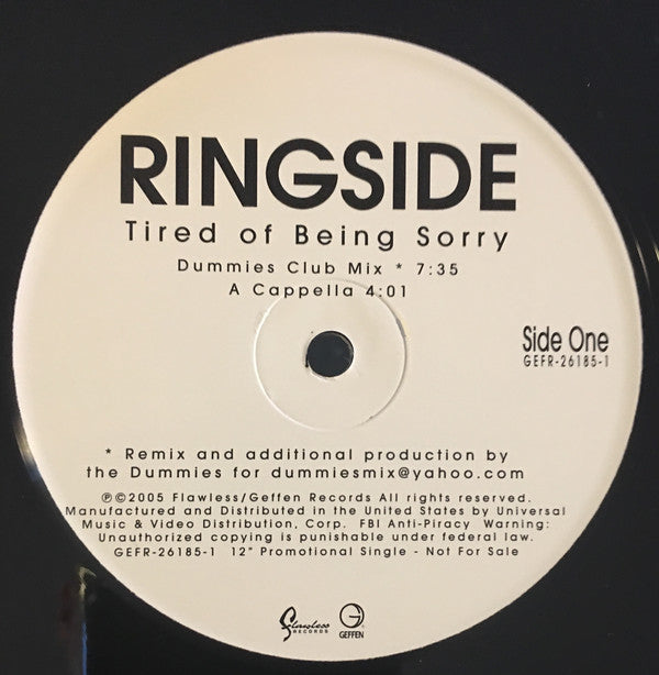 Ringside : Tired Of Being Sorry (12", Promo)