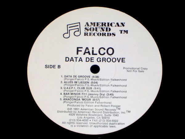 Falco : Data De Groove (LP, Album, Promo)