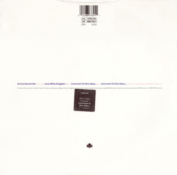 Jimmy Somerville Featuring June Miles Kingston* : Comment Te Dire Adieu (12", Single)