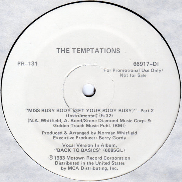 The Temptations : Miss Busy Body (Get Your Body Busy) (12", Promo)