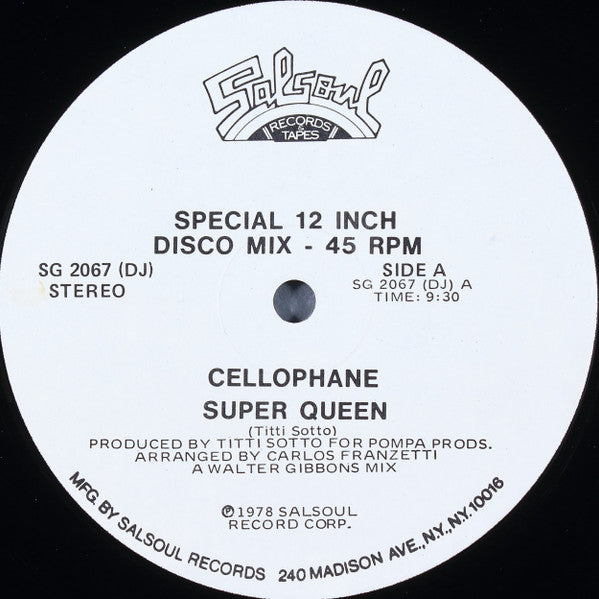 Cellophane (2) : Super Queen / Dance With Me (Let's Believe) (12", Promo)