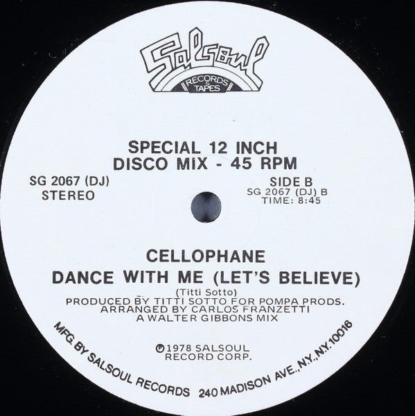 Cellophane (2) : Super Queen / Dance With Me (Let's Believe) (12", Promo)