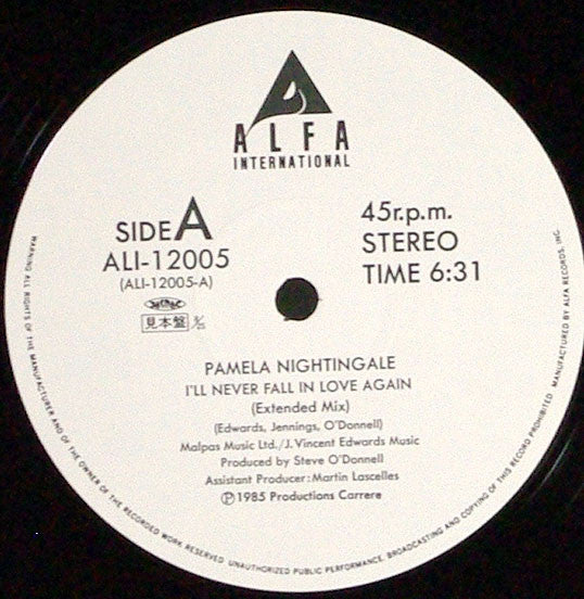 Pamela Nightingale : I'll Never Fall In Love Again (12")
