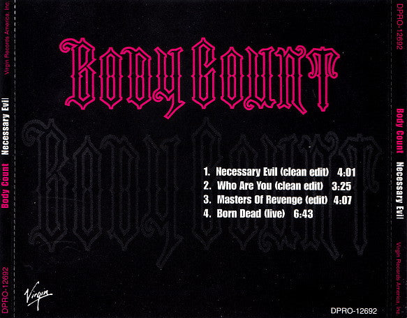 Body Count (2) : Necessary Evil (CD, Single, Promo)