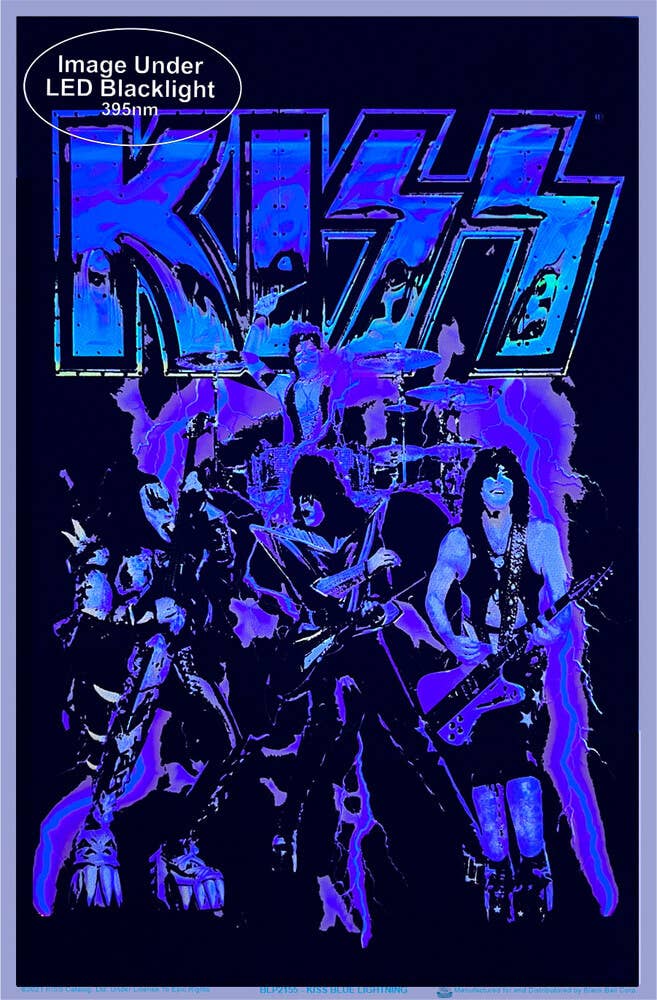Kiss Blue Lightening Blacklight Poster - 23" x 35"