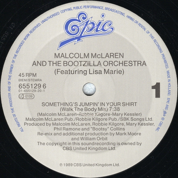 Lisa Marie With Malcolm McLaren & The Bootzilla Orchestra* : Something's Jumpin' In Your Shirt (12", Maxi)