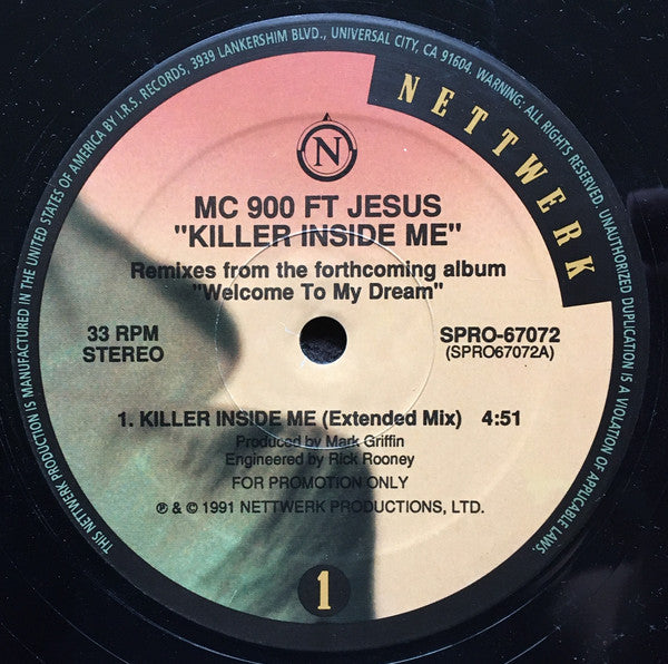 MC 900 Ft Jesus : Killer Inside Me (12", Single, Promo)