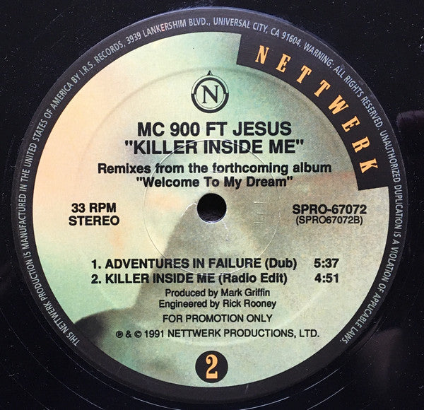 MC 900 Ft Jesus : Killer Inside Me (12", Single, Promo)