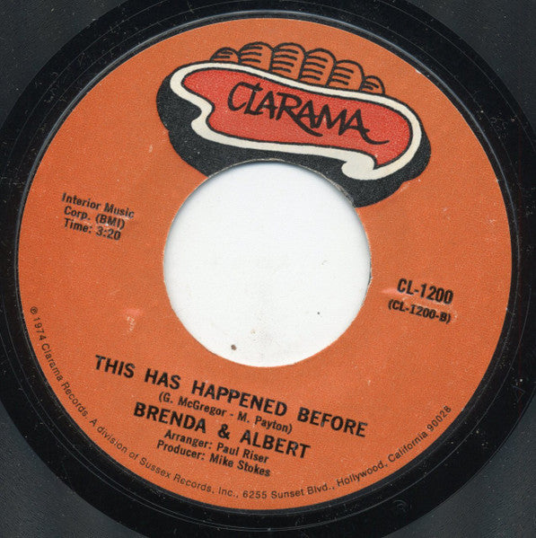 Brenda & Albert : Talking About Loving You / This Has Happened Before (7", Single, Styrene, Mon)