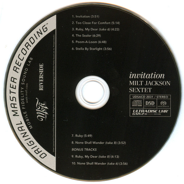 Milt Jackson Sextet : Invitation (SACD, Hybrid, Album, Ltd, Num, RE, RM)