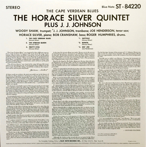The Horace Silver Quintet Plus J.J. Johnson : The Cape Verdean Blues (LP, Album, Ltd, RE, RM, Gat)