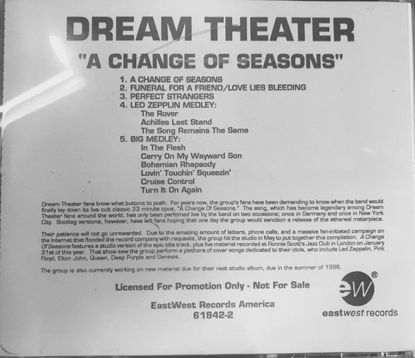 Dream Theater : A Change Of Seasons (CD, EP, Promo)