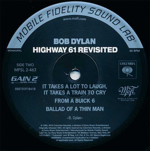 Bob Dylan : Highway 61 Revisited (2x12", Album, Mono, Ltd, Num, RE, RM, 180)